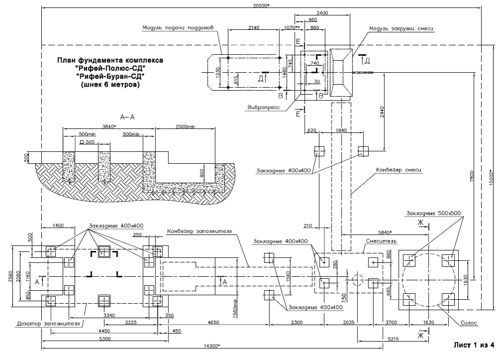 Схема фундамента Рифей-Буран-750-СДА